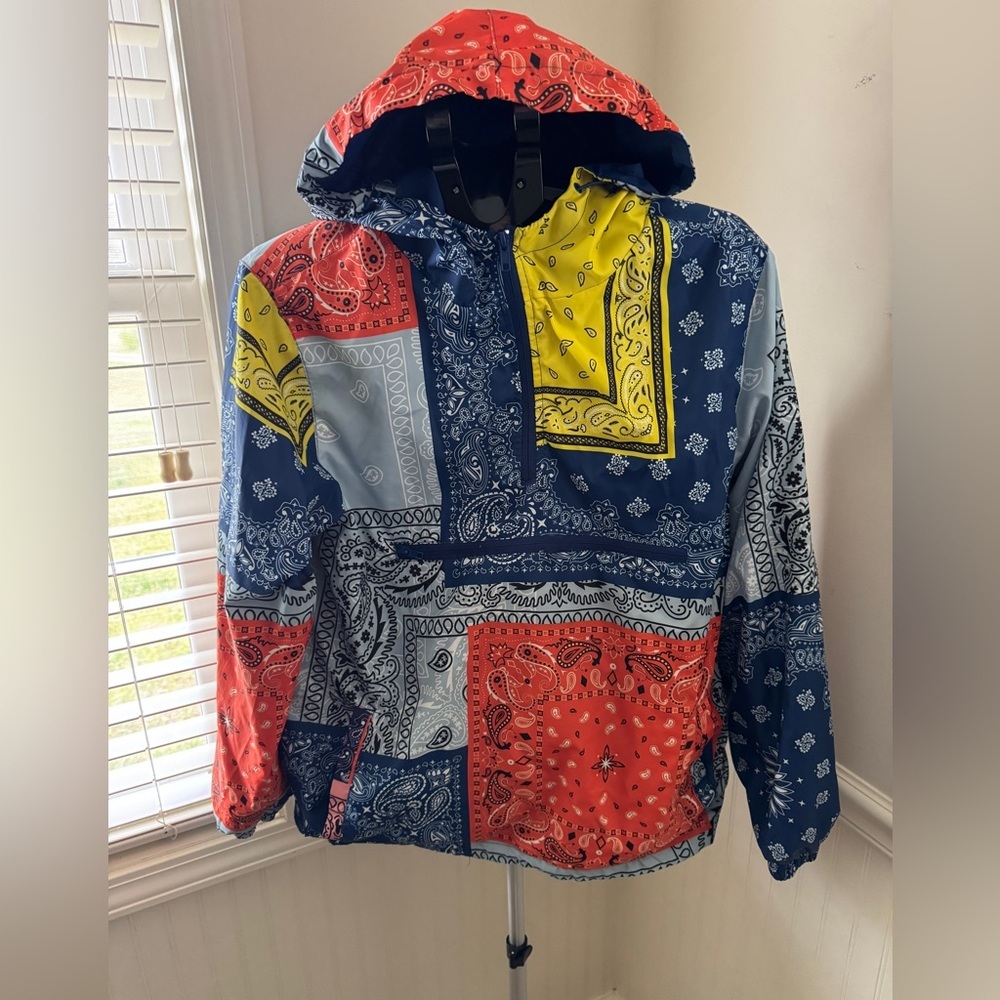 Bleecker & Mercer Patchwork Bandana Pullover Hooded Jacket - Multicolor Small
